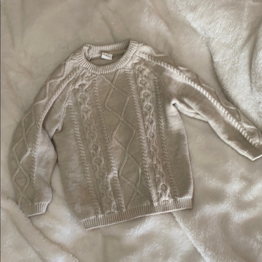 Boys Cable Button Neck Sweater